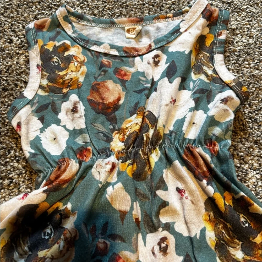Floral Baby Romper with Pom Pom Trim